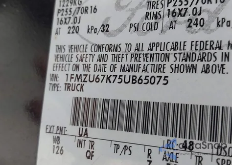 2005 Ford Explorer Sport Trac Adrenalin/Xls/Xlt из США, поврежденный, VIN 1FMZU67K75UB65075